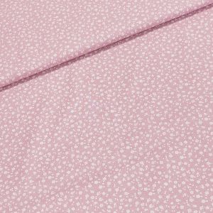 Bavlněné plátno ARIA bílé kytičky na starorůžové / valerie, š.160cm (látka v metráži)