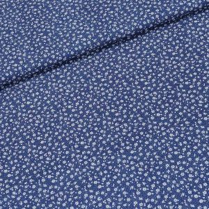 Bavlněné plátno ARIA bílé kytičky na tmavě modré / valerie, š.160cm (látka v metráži)