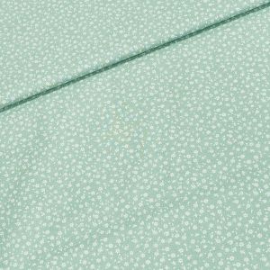 Bavlněné plátno ARIA bílé kytičky na zelené / valerie, š.160cm (látka v metráži)