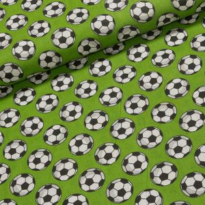 Bavlněné plátno dětské kopačáky na zelené, fotbal š.140cm (látka v metráži)