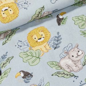 Bavlněné plátno dětské POLO, SAFARI na šedé, š.160cm (látka v metráži)