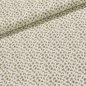 Bavlněné plátno drobné fialové růžičky na smetanové, š.140cm (látka v metráži)