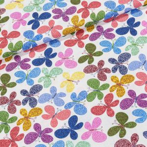 Bavlněné plátno POLO barevní vzorovaní motýli, š.140cm (látka v metráži)