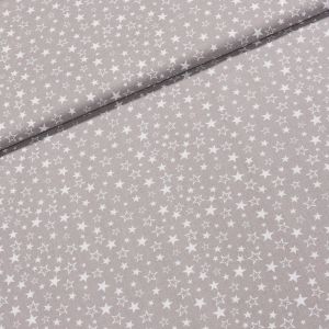 Bavlněné plátno POLO bílé hvězdičky na šedé, š.160cm (látka v metráži)