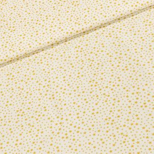 Bavlněné plátno POLO zlaté hvězdičky, š.140cm (látka v metráži)