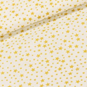 Bavlněné plátno POLO zlaté hvězdičky, š.140cm (látka v metráži)