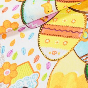 Bavlněné plátno / štola na metráž velikonoční 703024, kraslice, žlutá, š. 50cm (látka v metráži)