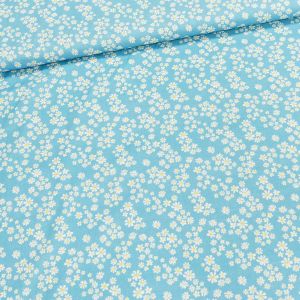 Bavlněné plátno TREND MARGUERITE-C/2 AZUL, bílé květinky na modré, š.150cm (látka v metráži)