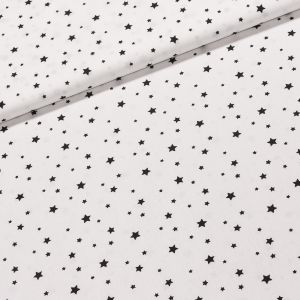 Bavlněné plátno ZETOILE 25B černé hvězdičky na bílé, š.150cm (látka v metráži)