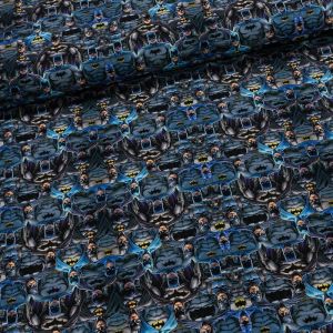Bavlněný úplet TEPLÁKOVINA 8889 4 netopýří muž, modrá, š.180cm (látka v metráži)