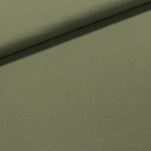 Bavlněný úplet TEPLÁKOVINA  UNI 22267, jednobarevná khaki, š.155cm (látka v metráži)