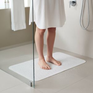 Bezpečnostní protiskluzová koupelnová podložka RAMSI II PVC, bílá, 35x72cm