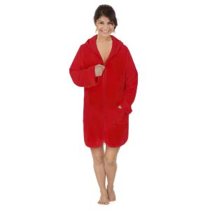 Župan FROTÉ NA ZIP 4847/014 červený, bavlněné froté, 330 g/m², dámský (více velikostí)