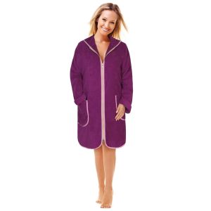 Župan FROTÉ NA ZIP 4847/019 fialový, bavlněné froté, 330 g/m², dámský (více velikostí)