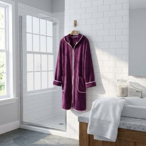 Župan FROTÉ NA ZIP 4847/019 fialový, bavlněné froté, 330 g/m², dámský (více velikostí)