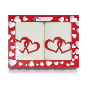 Dárkový set froté ručníků 17, srdce, červená, 2x 50x100cm