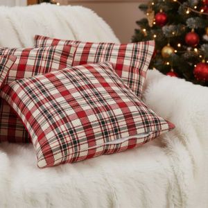 Dekorační povlak na polštářek vánoční 19516 ZELENO- ČERVENÉ KÁRO, 40x40cm