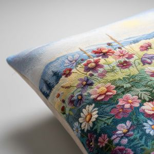 Dekorační povlak na polštářek RETRO LOUKA MODRÁ  45x45cm