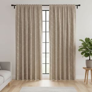 Dekorační závěs 23261/2400, lesklé obloučky, béžový, šířka 140cm (látka v metráži)