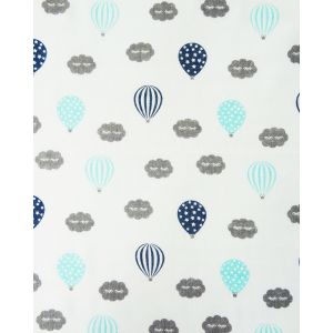 Dětská bavlněná látková plena plena / osuška TETRA s potiskem MODRÝ BALÓN, 180g/m2, 90x100cm