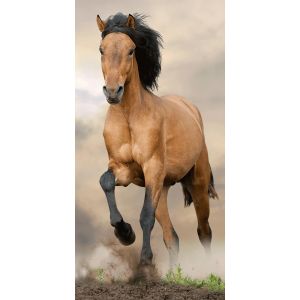 Dětská plážová osuška HORSE BROWN, kůň hnědý, froté, 70x140cm