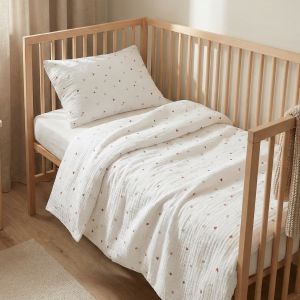 Dětské povlečení do postýlky MUŠELÍN SW KARAMELOVÁ SRDÍČKA, mušelín, 100x135cm + 40x60cm