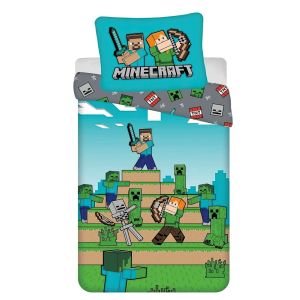 Dětské povlečení MINECRAFT WE GOT THIS, modro-šedé, bavlna hladká, 140x200cm + 70x90cm 