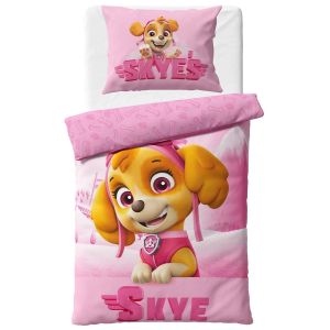 Dětské povlečení TLAPKOVÁ PATROLA PILOTKA SKYE, růžové, bavlna hladká, 140x200cm + 70x90cm 