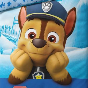 Dětské povlečení TLAPKOVÁ PATROLA POLICISTA CHASE, modré, bavlna hladká, 140x200cm + 70x90cm 