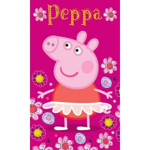 Dětský froté ručník PRASÁTKO PEPINA (PEPPA) BALETKA, sytě růžový, 30x50cm