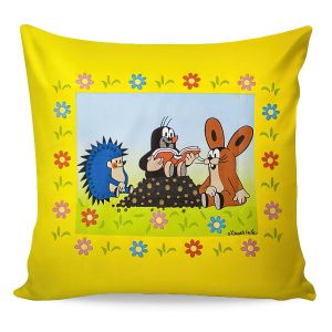 Dětský povlak na polštářek KRTEK A KAMARÁDI (Krteček), žlutý, 40x40cm