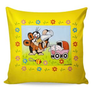 Dětský polštářek KRTEK A KAMARÁDI (Krteček), žlutý, 40x40cm