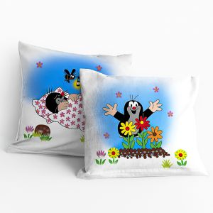 Dětský polštářek KRTEK A POČÍTADLO (Krteček), bílý, 40x40cm