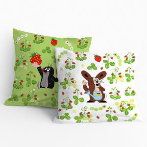 Dětský polštářek KRTEK NA LOUCE (Krteček), zelený / bílý, 40x40cm