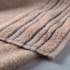 Froté ručník ZARA, béžový s proužkovanou bordurou, 40x60cm