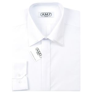 Pánská luxusní košile AMJ bílá JDA018SAT, dlouhý rukáv, zdobený límec