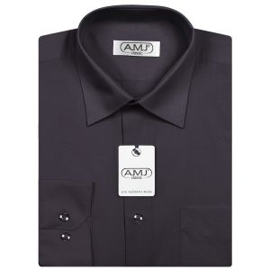 Pánská košile AMJ jednobarevná JD019, tmavě šedá, dlouhý rukáv