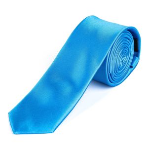 Kravata pánská AMJ úzká jednobarevná KI0035, azurově modrá