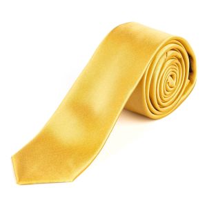 Kravata pánská AMJ úzká jednobarevná KI0047, žlutá