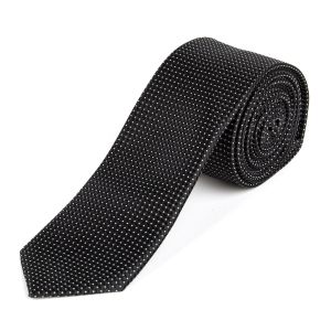 Kravata pánská AMJ úzká kostičkovaná KI0999, černá