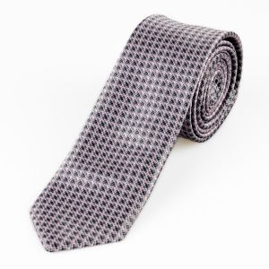 Kravata pánská AMJ úzká kostičkovaná KI0884, šedo-růžová