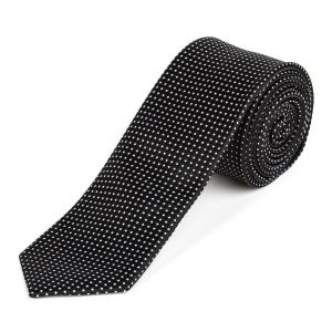 Kravata pánská AMJ úzká vzorovaná KI1013, černá