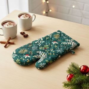 Kuchyňská chňapka vánoční 25800 VÁNOČNÍ VZOR NA TMAVĚ ZELENÉ 28x18cm
