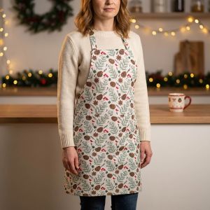 Kuchyňská zástěra vánoční BY101 ŠIŠKY NA BÍLÉ 70x90cm