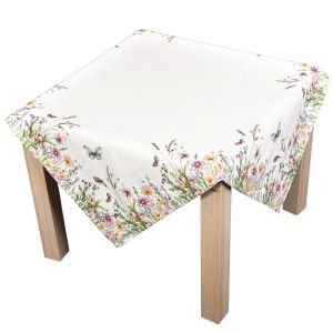 Kuchyňský ubrus CYH6179 TISK, louka, směs kvítí, bílá 85x85cm (čtverec) 