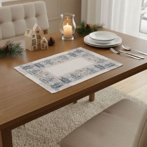 Kuchyňský ubrus / prostírání vánoční CYH6064C, domečky, béžovo-zelená 30x45cm (obdélník) 