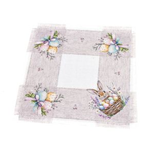 Kuchyňský ubrus / prostírání VELIKONOCE CYH6112 TISK, zajíček, kraslice v košíku, béžová 35 x 35cm (čtverec) 