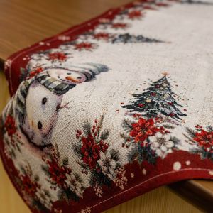 Kuchyňský ubrus vánoční CYH5933GC, sněhulák, vínová 85x85cm (čtverec) 