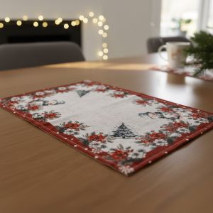 Kuchyňský vánoční ubrus / prostírání CYH5933GC, sněhulák, vínová, 30x45cm (obdélník) 