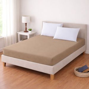 Luxusní napínací mako-jersey prostěradlo s lycrou DELUXE Collection 90x200cm / 30cm elastické, kávové